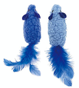 Petio Cat Toys Blue Mouse w/Bell & Feather (2pcs Set) #G199 W26815