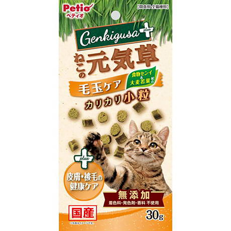 Petio 日本產 去毛球&皮膚毛髮護理貓草脆粒粒  貓小食30g #B166 W14131
