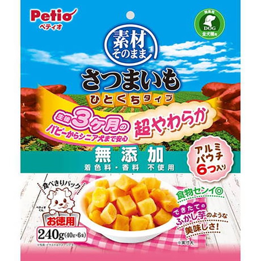 [90503288] Petio 天然原味 無添加超柔軟一口甘薯粒粒(香甜高纖) 狗小食 240g #A285 W14107