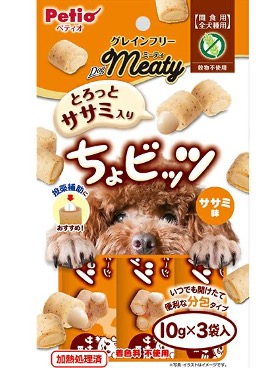 [90502657] Petio-Dog Meaty chicken fillet & bonito meat bites with filling（10g x 3 bags）