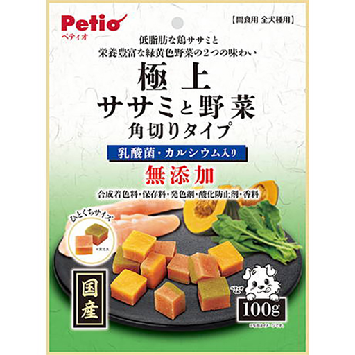 [90503014] Petio 極上 日本產無添加 雞柳肉&野菜 角切粒粒(+鈣．乳酸菌) 狗小食 100g #A240 W13927